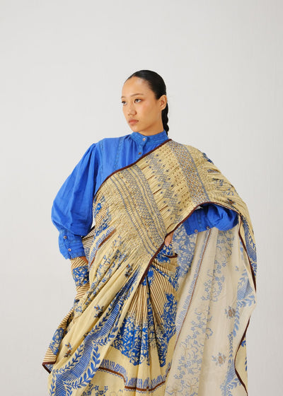 Smocked saree set-Bluebell