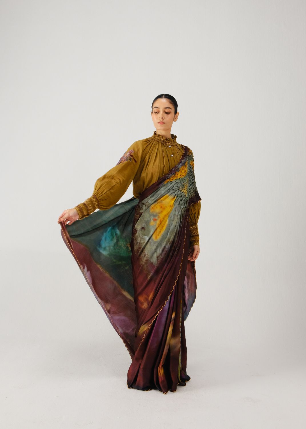 Smocked saree-X-ray