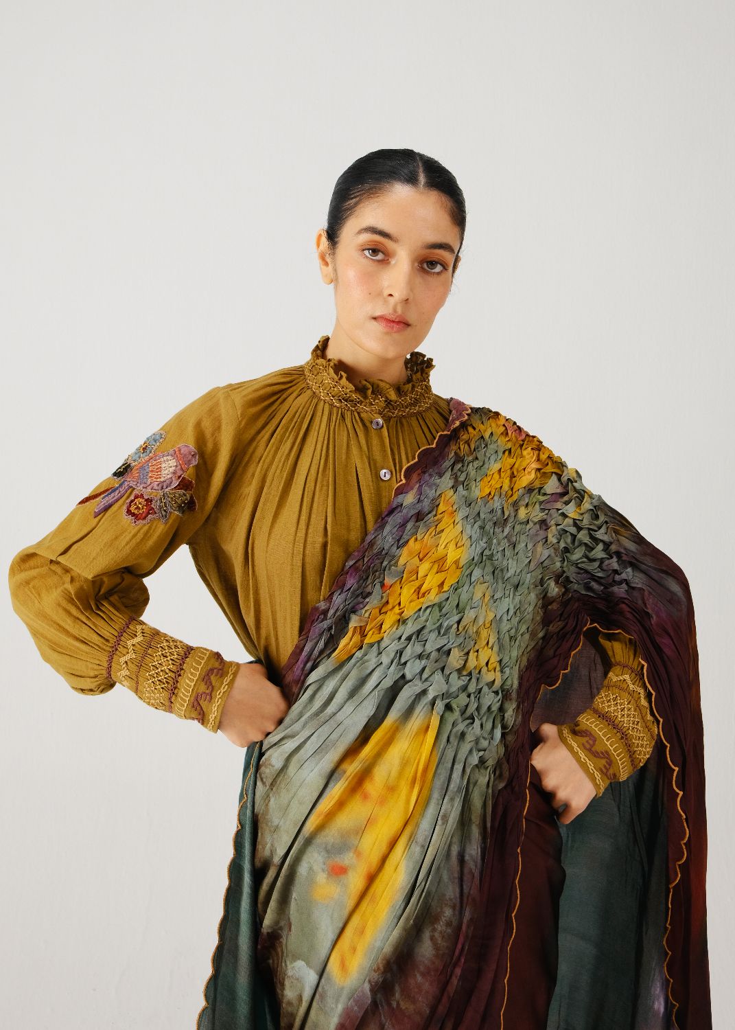 Smocked saree-X-ray