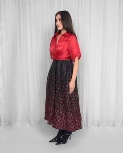 Sora Dress-Red & Black