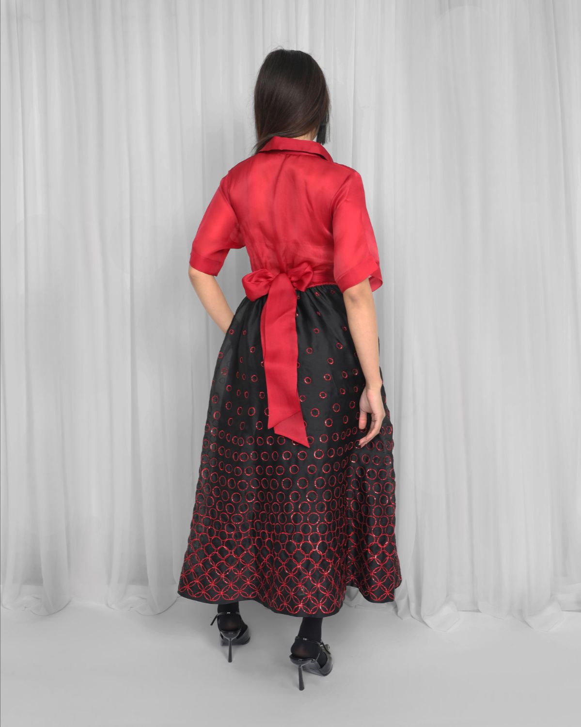 Sora Dress-Red & Black