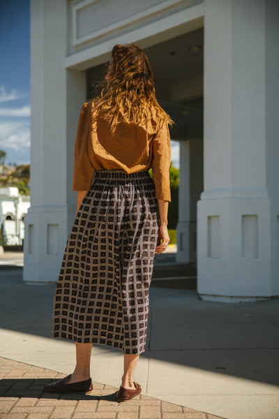 Square Block Skirt-Black & Tan