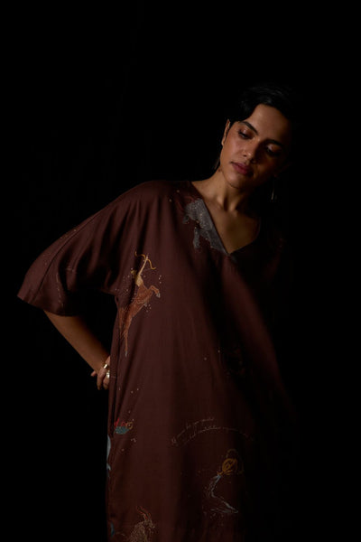 Stad Brown Zodiac Print Shift Dress