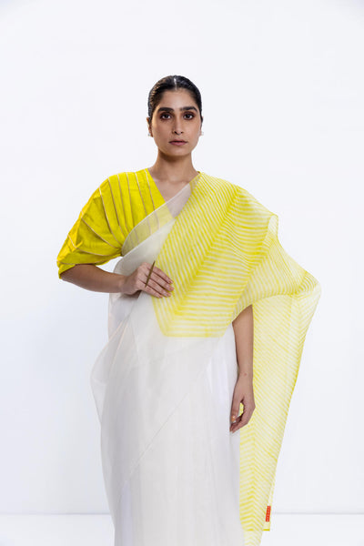 SHORE SAREE - IVORY/LIME