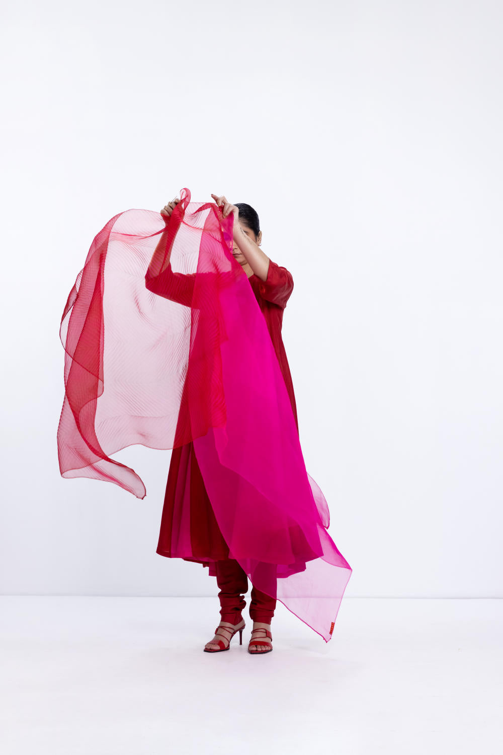 THE SEA DUPATTA - RED/RANI