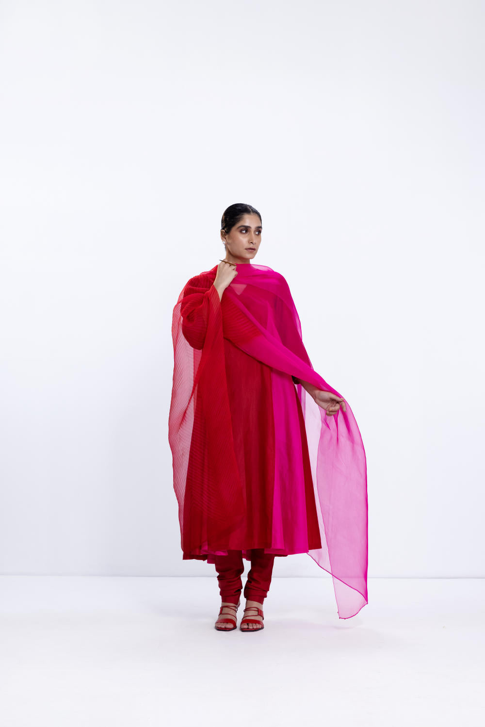 THE SEA DUPATTA - RED/RANI