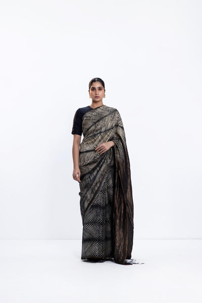 METALLIC SEA SAREE - BLACK