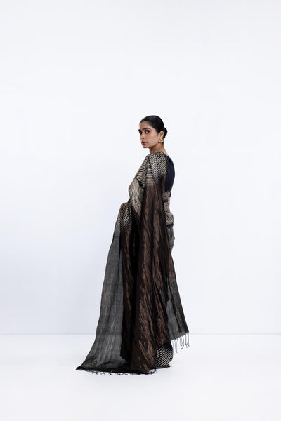 METALLIC SEA SAREE - BLACK