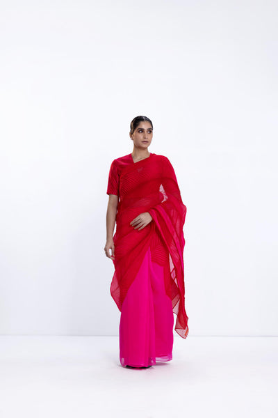 THE SEA SAREE - RANI/RED