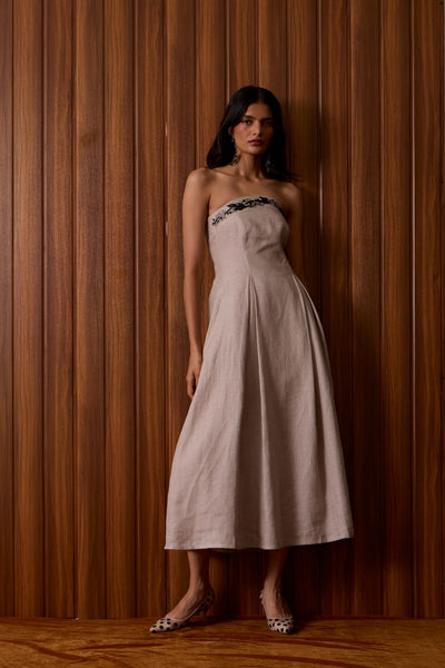Suhjan Beige Linen Dress