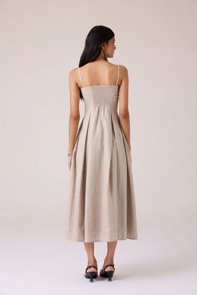 Suhjan Beige Linen Dress