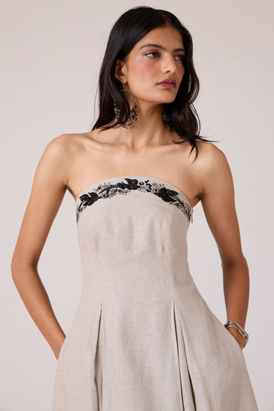 Suhjan Beige Linen Dress