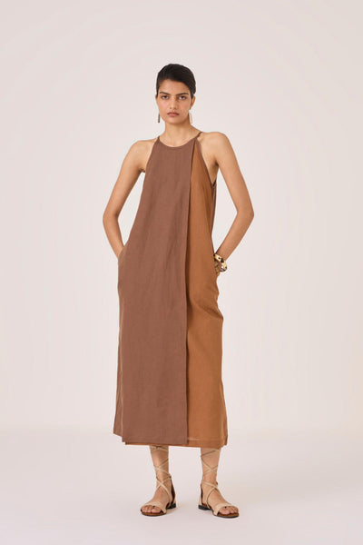 Supun Brown Panelled Dress