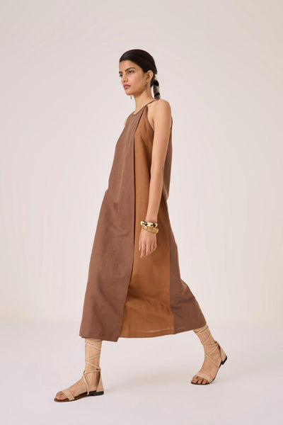 Supun Brown Panelled Dress