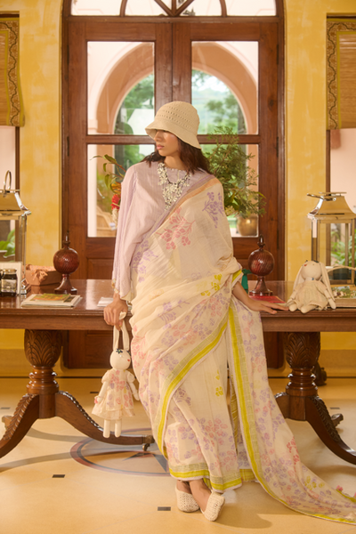 MARY TOP-IVORY & PURPLE
