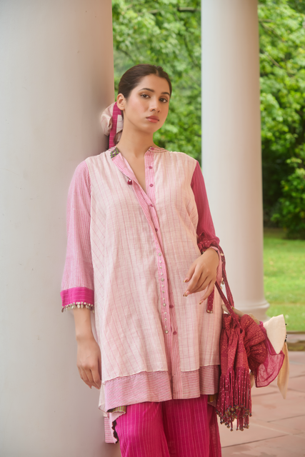 NORA DRESS-PINK & IVORY