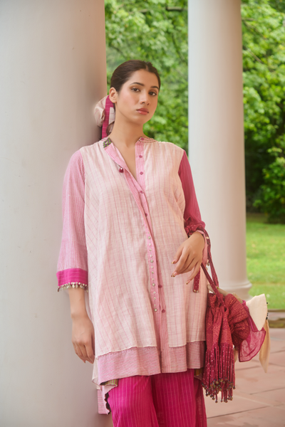 NORA DRESS-PINK & IVORY