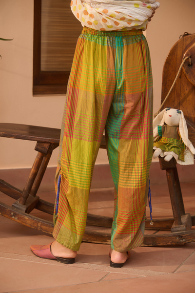 TEX PANT-MULTICOLOR GREEN CHECK