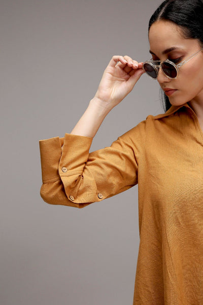 Tan-Brown A-Line Shift Dress