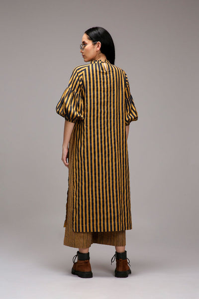 Tan-Brown Blue Striped Big Joker Tunic Set (2 PCS)