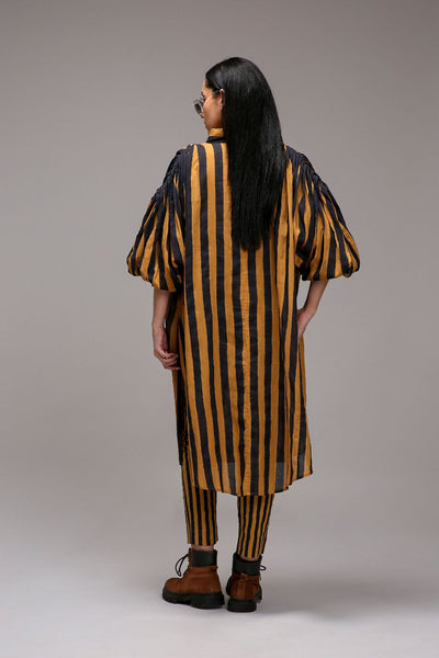 Tan-Brown Blue Striped Baha Tunic