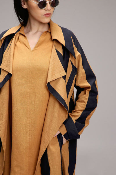 Tan-Brown Jacket & A-Line Shift Dress Set (2 PCS)