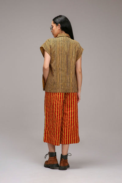 Tan-Brown Joker Shirt Capre Set