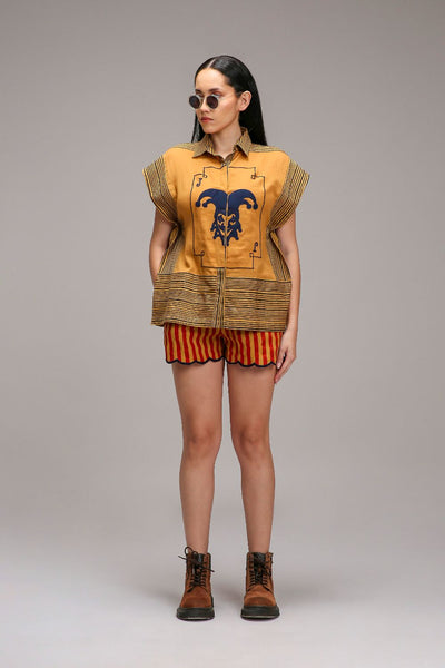 Tan-Brown Joker Shirt Shorts Set