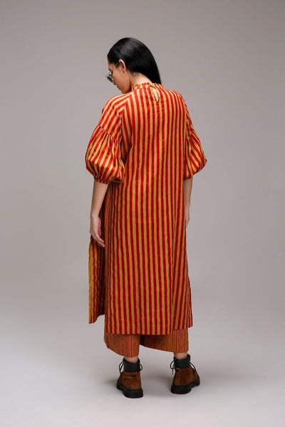 Tan-Brown Red Striped Big Joker Tunic Set (2 PCS)