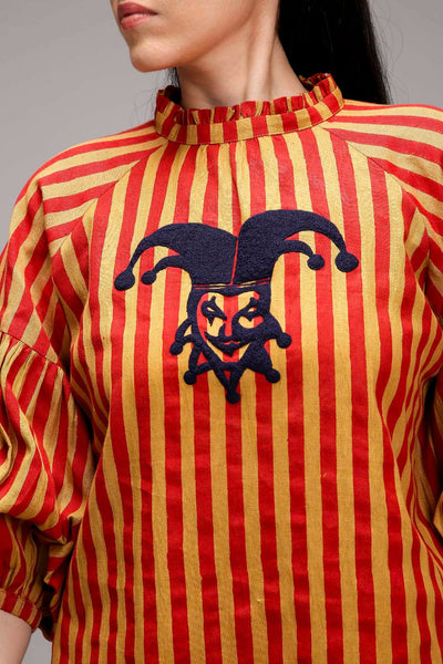 Tan-Brown Red Striped Big Joker Tunic