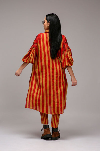 Tan-Brown Red Striped Baha Tunic