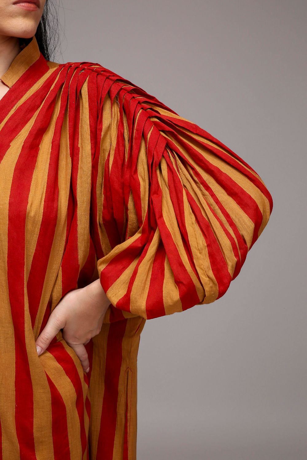 Tan-Brown Red Striped Baha Tunic