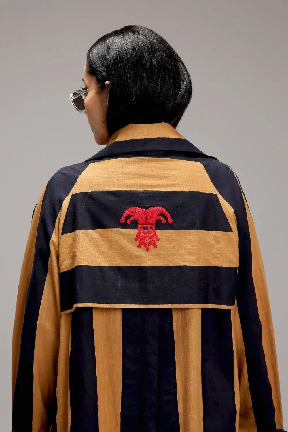 Tan-Brown Red & Blue Dual Stripe Dress Jacket Set (2 PCS)