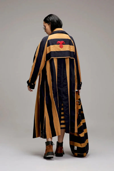 Tan-Brown Red & Blue Dual Stripe Dress Jacket Set (2 PCS)