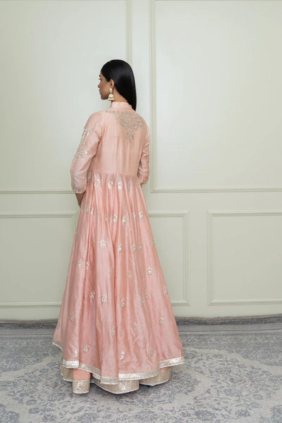 Taveshi Anarkali with skirt and dupatta-Pearl Pink