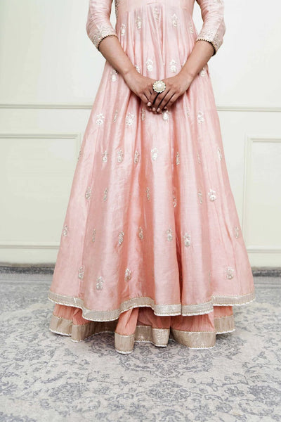 Taveshi Anarkali with skirt and dupatta-Pearl Pink