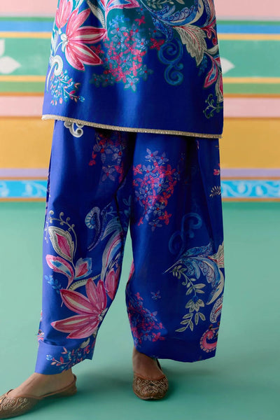 Teal Paisley Square Neck Kurta Set