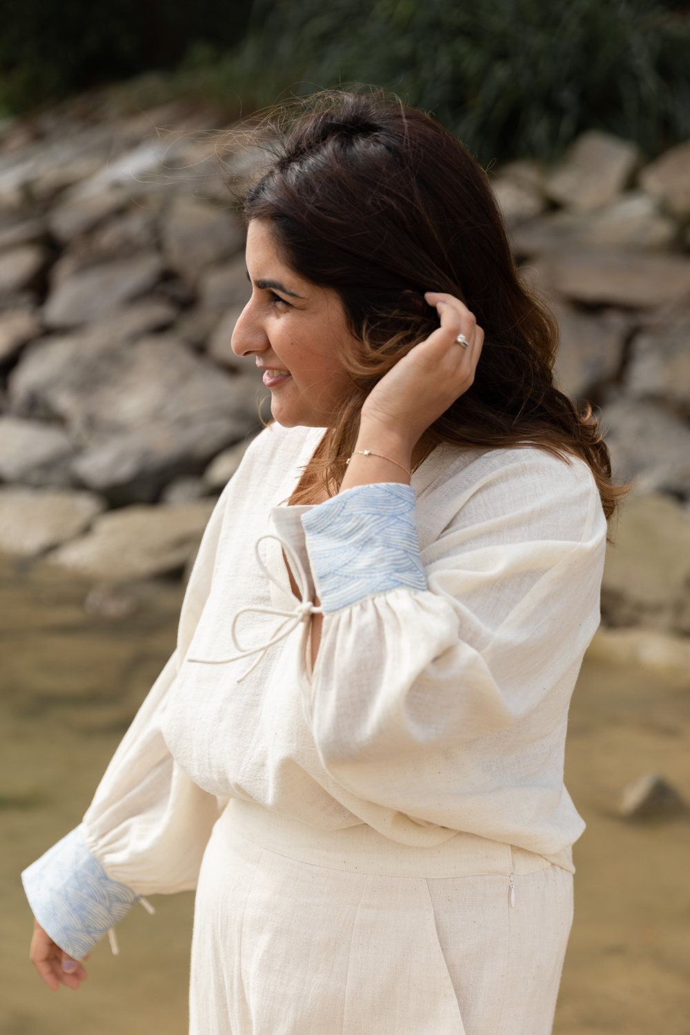 The everyday wavy handwoven organic cotton blouse