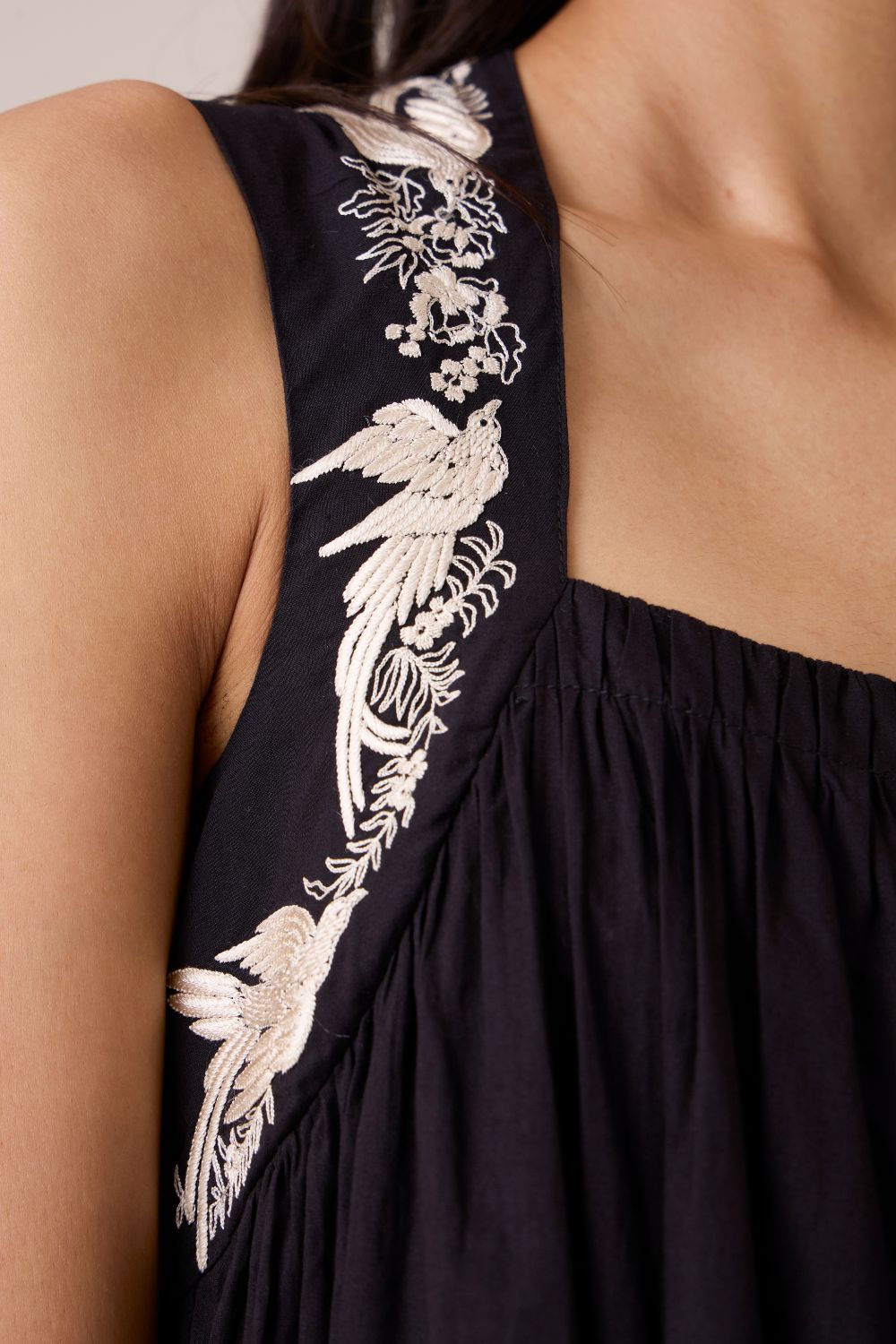Themis Black Embroidered Dress