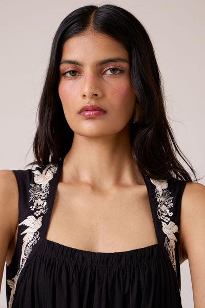 Themis Black Embroidered Dress