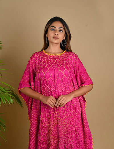 THREE FLOWERS KAFTAN-FUSCHIA PINK