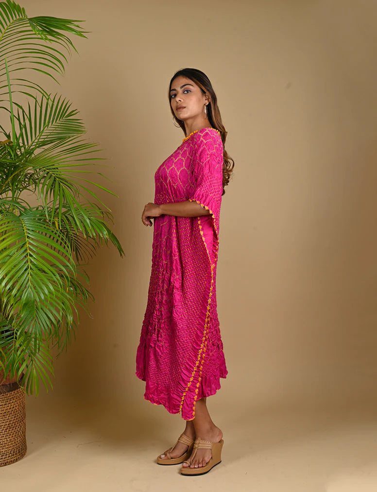 THREE FLOWERS KAFTAN-FUSCHIA PINK