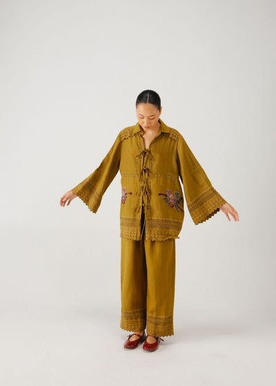Tie up set-Olive parrot emb.