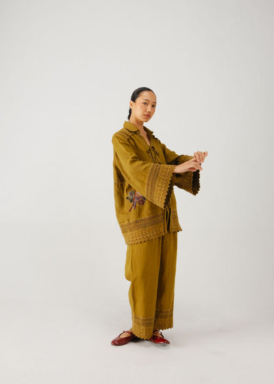 Tie up set-Olive parrot emb.