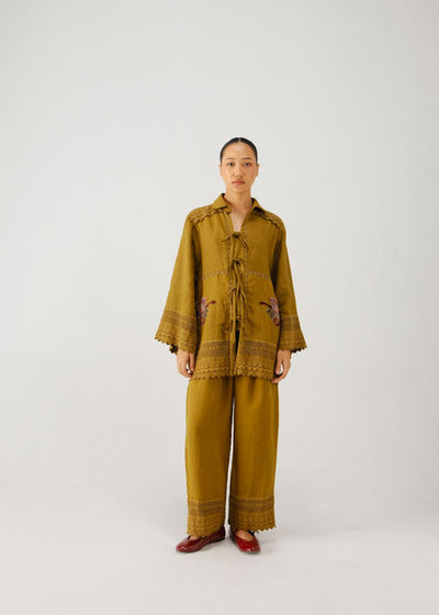 Tie up set-Olive parrot emb.
