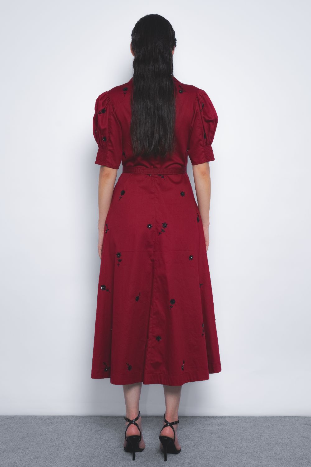 Ume Embroidered Dress - Ruby and Black