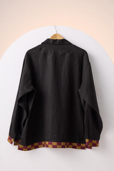 UNISEX OVERSIZED SHIRT -BLACK JUNGLE APPLIQUE