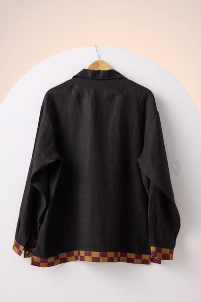 UNISEX OVERSIZED SHIRT -BLACK JUNGLE APPLIQUE