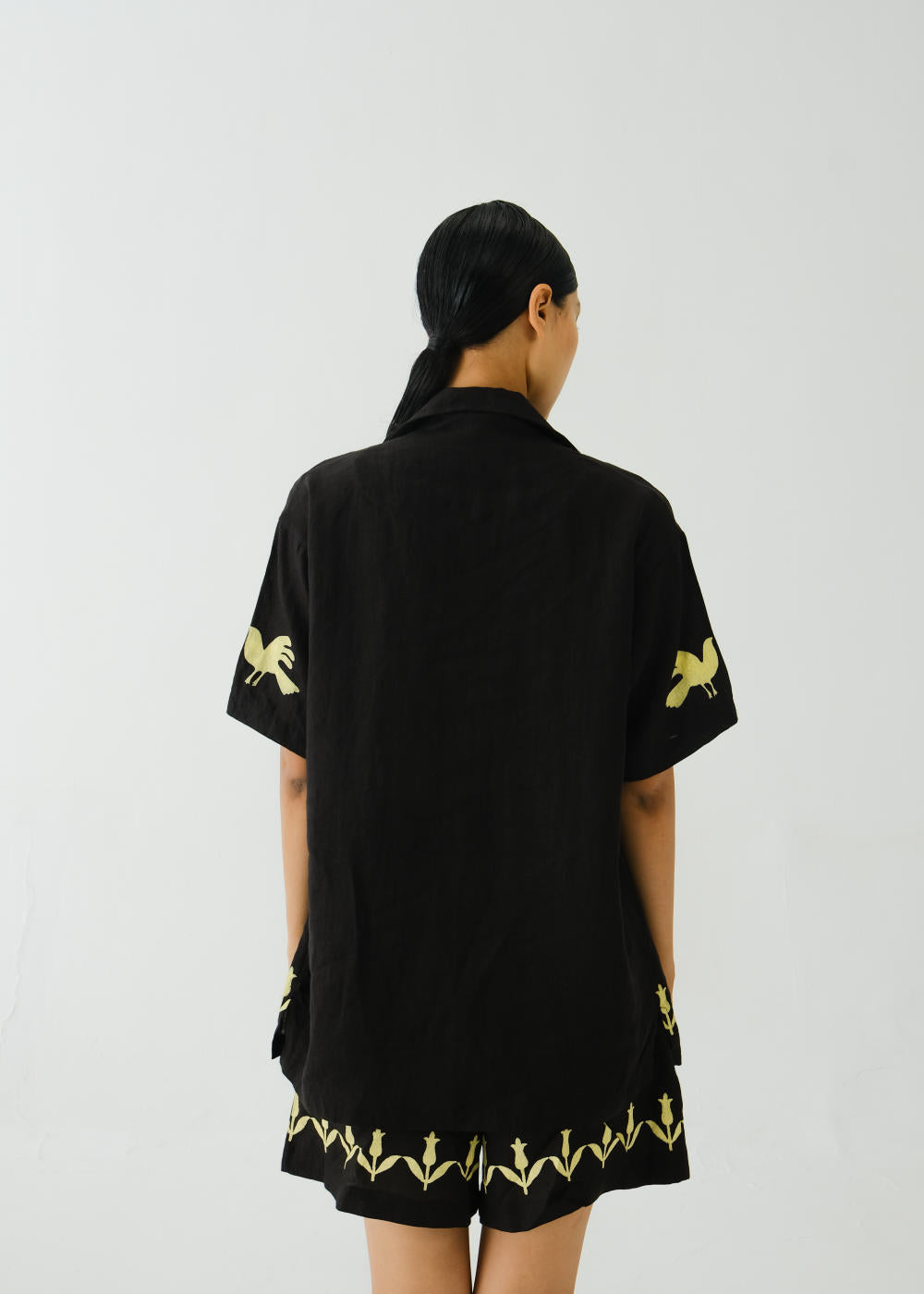Unisex Shirt-Black Bird Applique