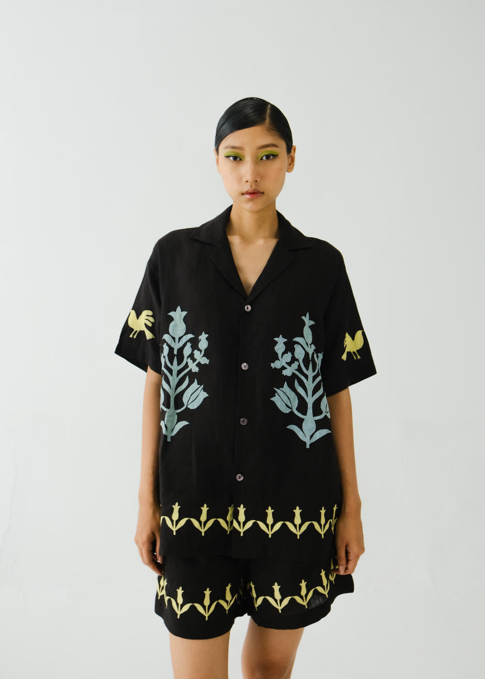Unisex Shirt-Black Bird Applique